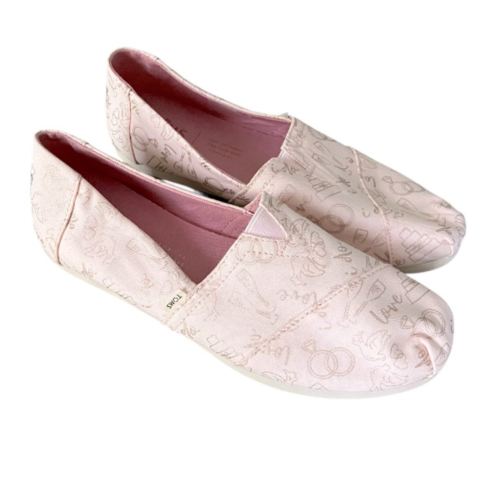 Toms Pink Wedding Day Print Classic Slip On Shoes